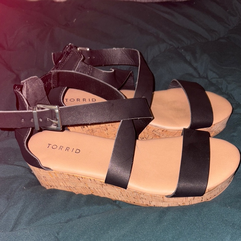 Torrid Black Women's Wedge Sandals size 8W